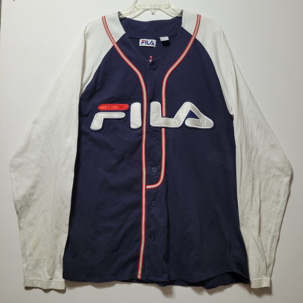 Vintage 1995 Fila Grant Hill Embroidered Baseball Jersey Shirt Size 2XL Rare
